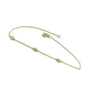 Brazalete de Oro amarillo 18K con 3 brillantes total de 0,12 quilate F-VVS